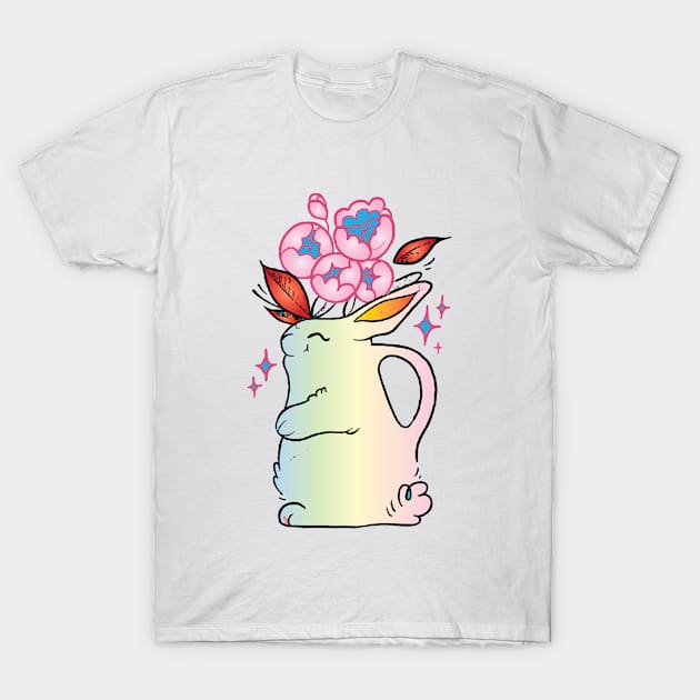 bunny with flowers T-Shirt by lazykitty